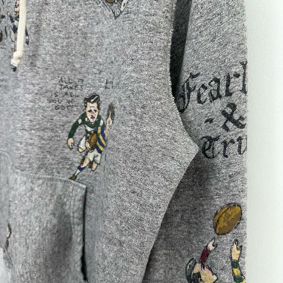 Polo Ralph Lauren Men’s Unisex Cartoon Rugby All Over Printed Fleece Heather Gra - Picture 13 of 16